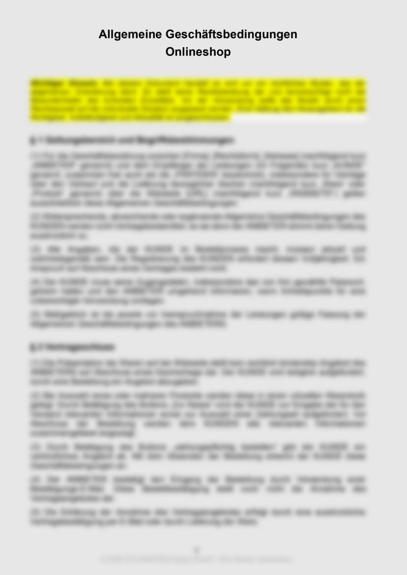 AGB für Onlineshops