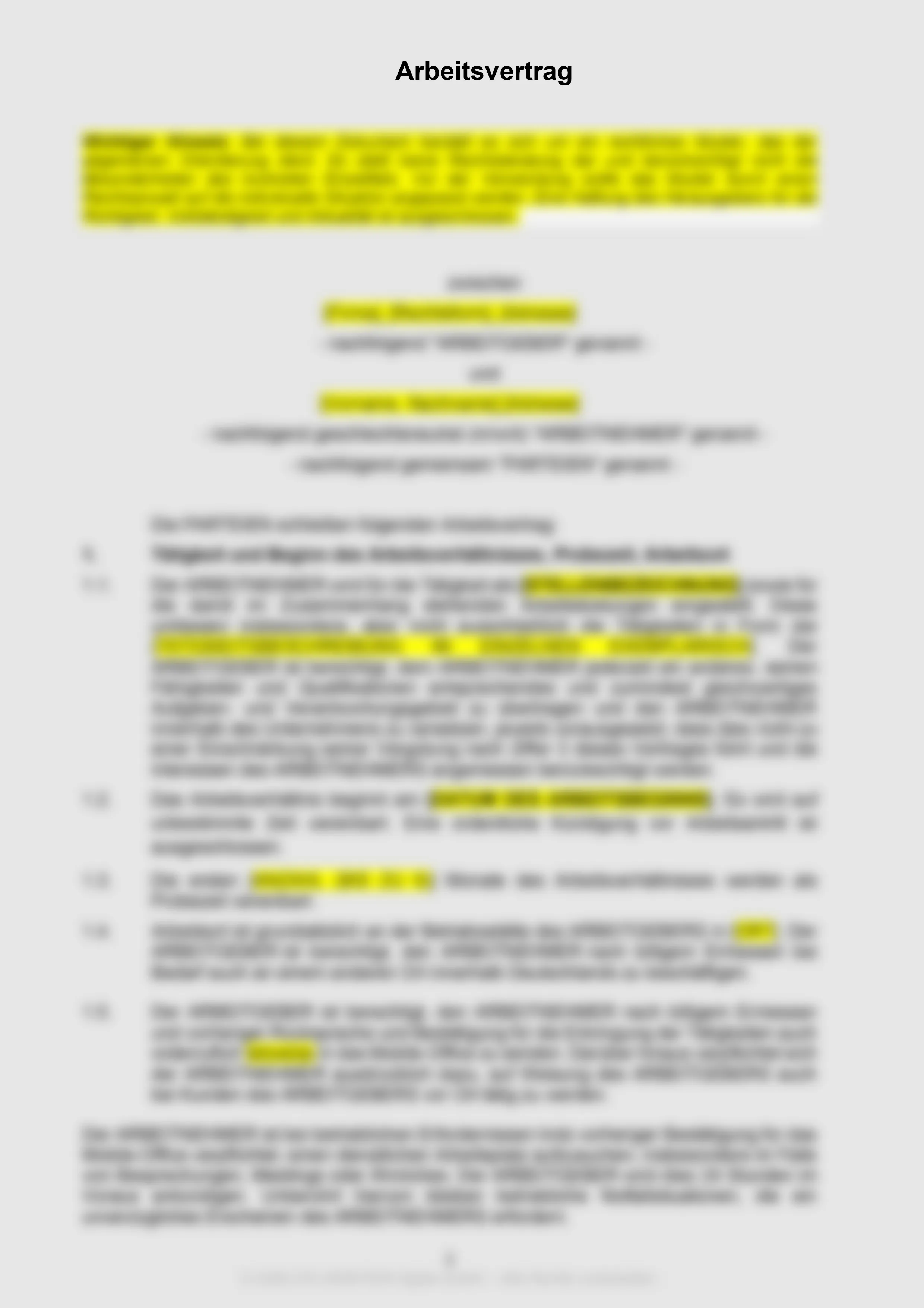 Arbeitsvertrag Vorschau