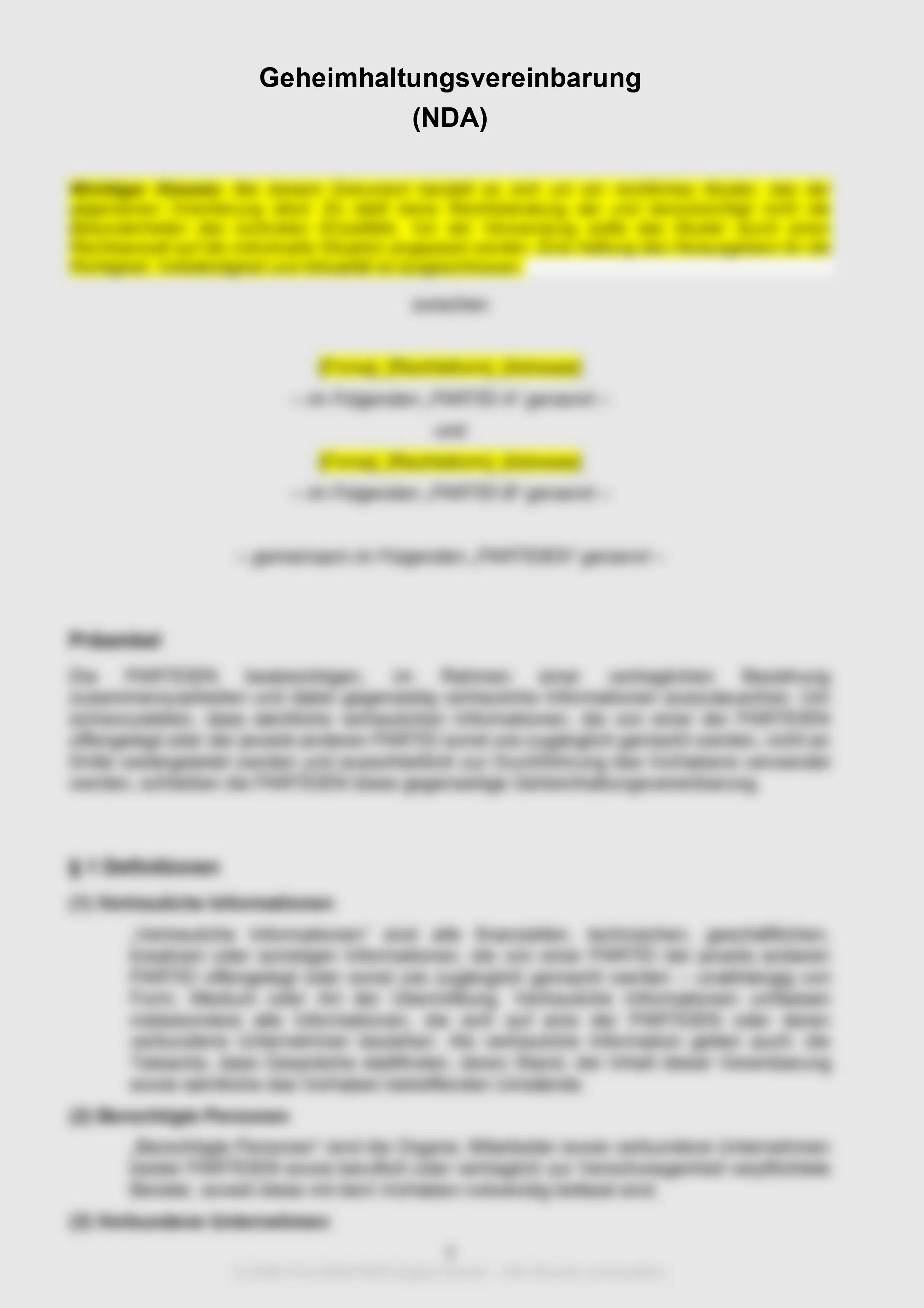 NDA Vorschau