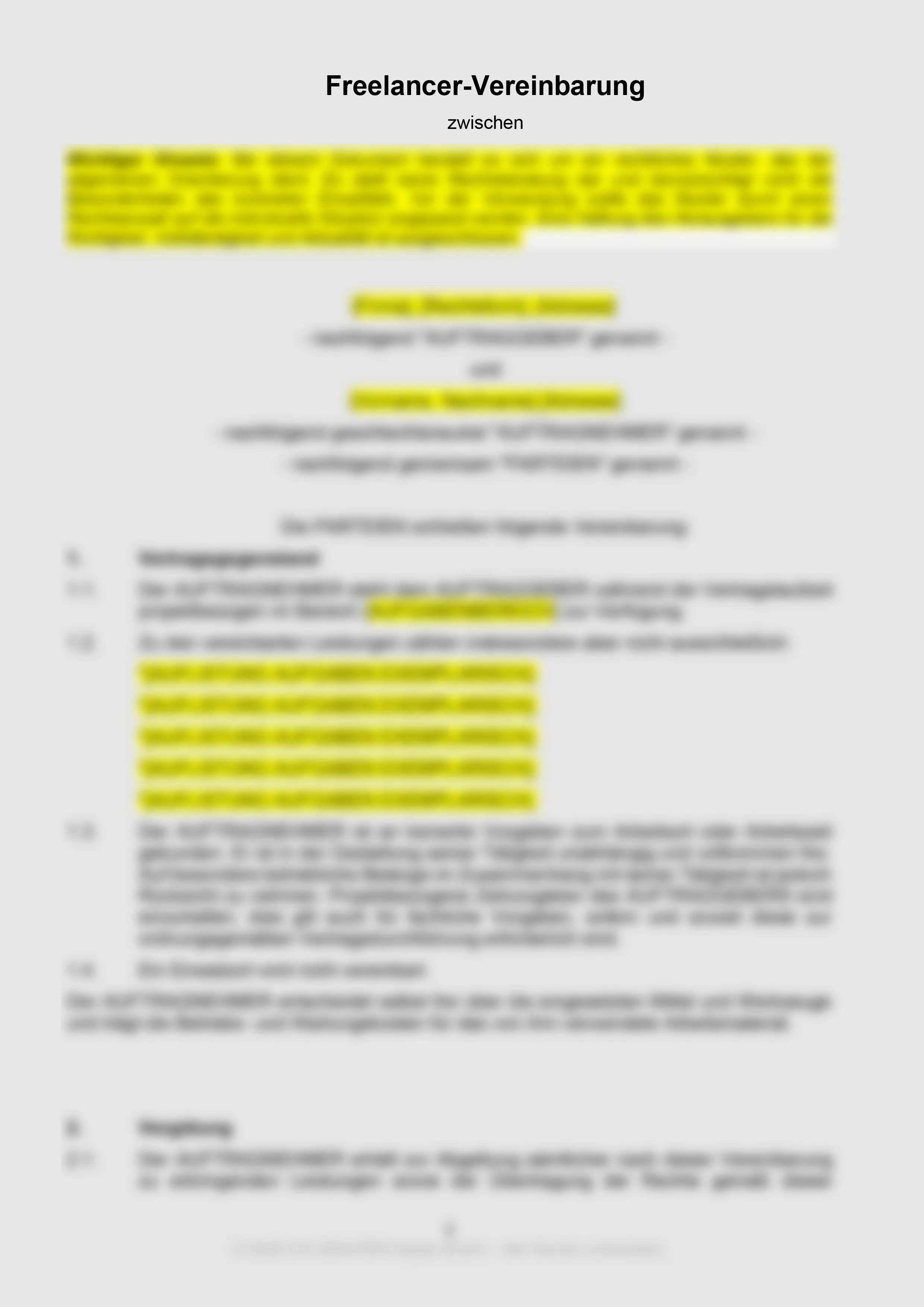 Freelancer-Dienstleistungsvertrag Vorschau